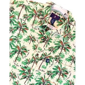 US Polo Assn Palm Tree Print Button Up Shirt Mens Medium Short Sleeve Horses